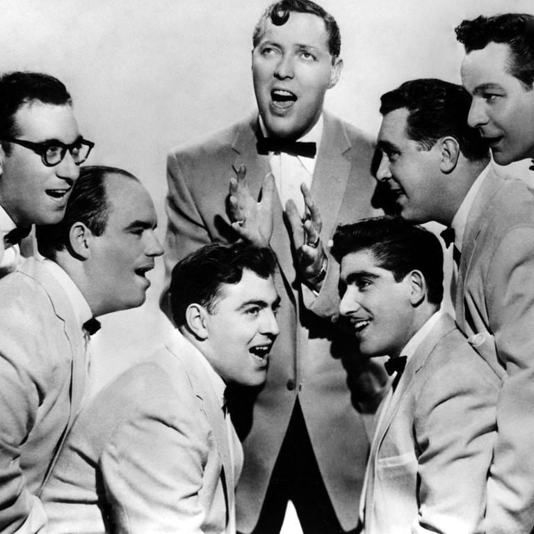 Bill Haley und seine Bande "The Comets" ("Rock around the clock") Anfang der 1950er Jahre.